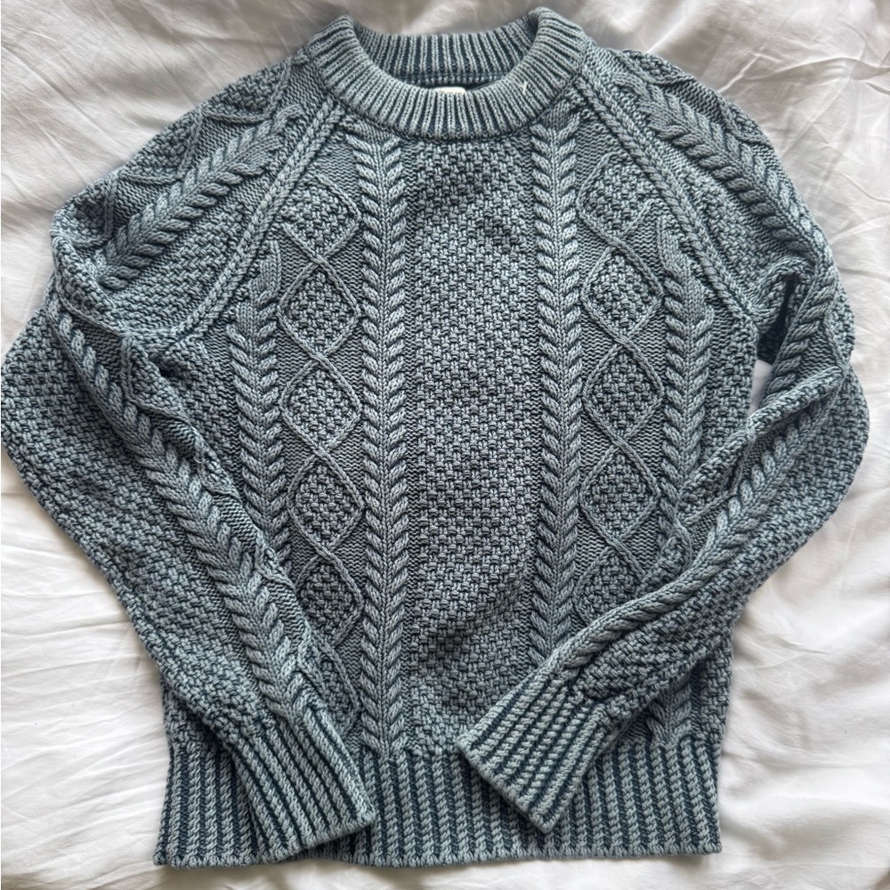 L.L. Bean Fisherman Cable Knit Sweater in Blue, like new!